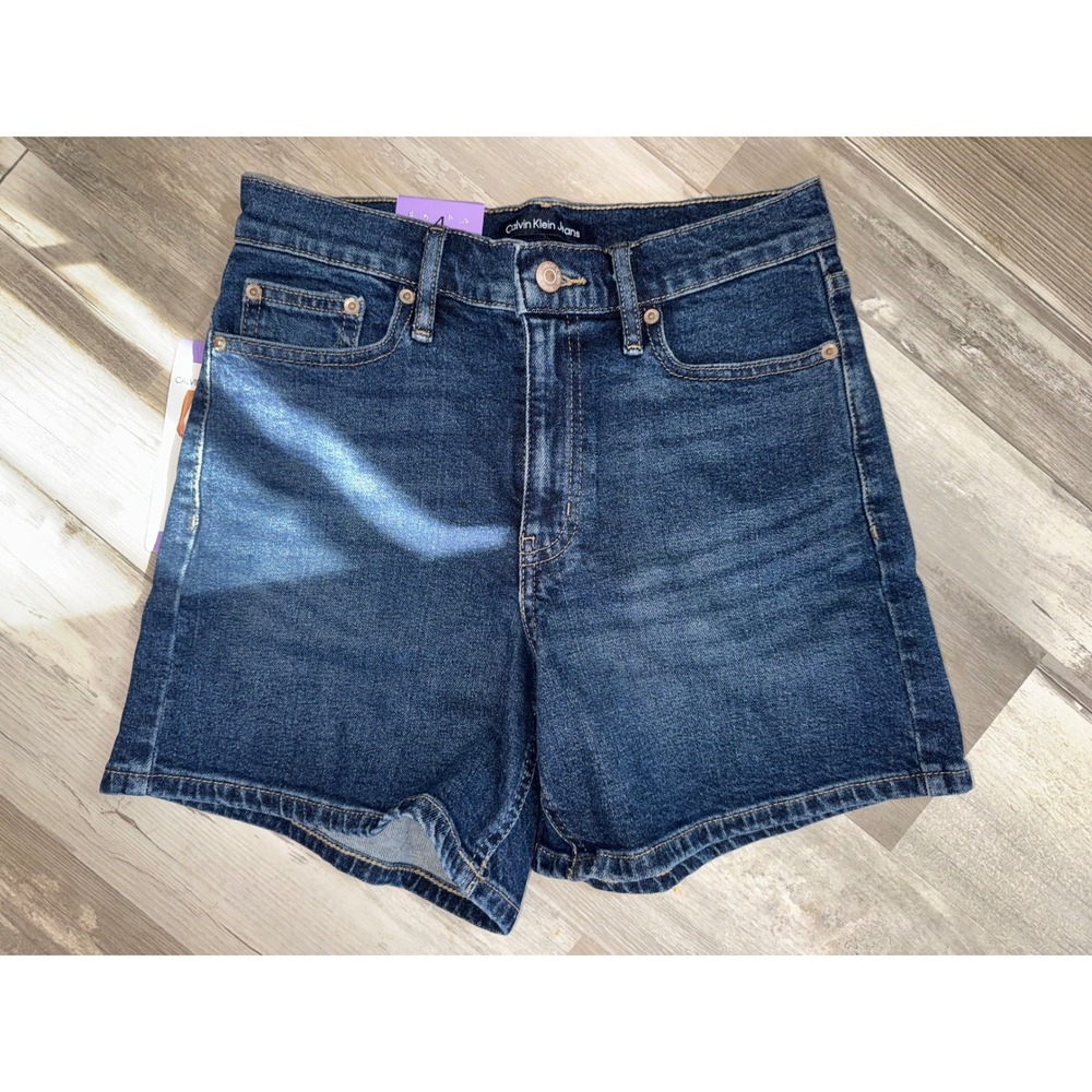 Calvin Klein Jeans Denim Shorts Women Dark Blue High Rise New NWT 4